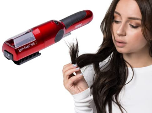 Split Ender Pro 2 Haarbruch-Werkzeug zum Schneiden von Spliss-Entferner, Haarschneidemaschine für trockene, beschädigte, spröde Spliss-Reparaturbehandlung - Rot