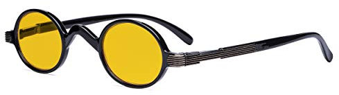 Eyekepper Blaulicht-Schuztbrille - Anti-Computer-Bildschirm Blendung, UV-Strahlung schutz Rund Brillen für Damen und Herren. Benrsteinfarbiger Filtergläser mit Federscharnieren - Schwarz +2.50