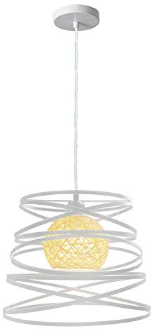 iDEGU Pendelleuchte Moderne Kreative Hängelampe Spiral Design Kronleuchter Vintage Metall E27 Hängeleuchte für Schlafzimmer Wohnzimmer Küche - Ø30cm, Weiß