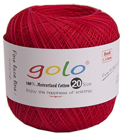 golo Strickgarn Häkelgarn 20 für handgestricktes Häkelgarn Gewinde häkeln (Hellrot)