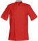 SNV Veste de cuisine homme femme chef cuisinier professionnel manches courtes avec col officier poche stylo. Fermeture par pressions cachées taille XS à XXXL(Rouge, XL)