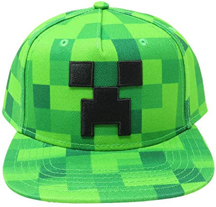 Minecraft Pixel Creeper Jungen Snapback Hat Cap New Licensed Green, Grün , Einheitsgröße