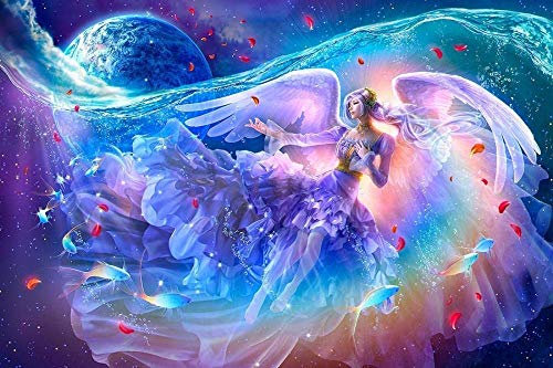 XiuTaiLtd 1000 Jigsaw Puzzle Piece for Adults Cottage Cornwall London Puzzles 3D Wooden Angel and Fish Ball Planet Education Learning for Kids Gift Home Decor