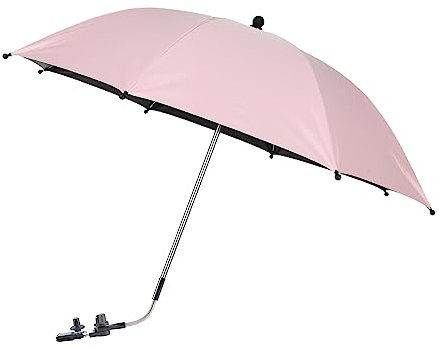 STARRY CITY Kinderwagen Regenschirm 75cm Durchmesser Baby Universal Sonnenschirm mit Verstellbarer Klammer mit Clip auf Buggy 50+ UV-mit Clip auf Sonnenschutz für Kinder (Rosa)