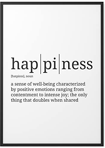 Papierschmiede® Definition Happiness, A2 Poster für Wohnzimmer, Schlafzimmer, Küche, Esszimmer, Wandbild Geschenk Wanddeko Spruch English - ohne Rahmen