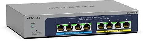 NETGEAR Switch 8 Porte PoE MS108EUP, Switch LAN Multi-Gig (porte da 1 e 2.5 Gbps), Switch Plus Ultra60 PoE++ 230 W