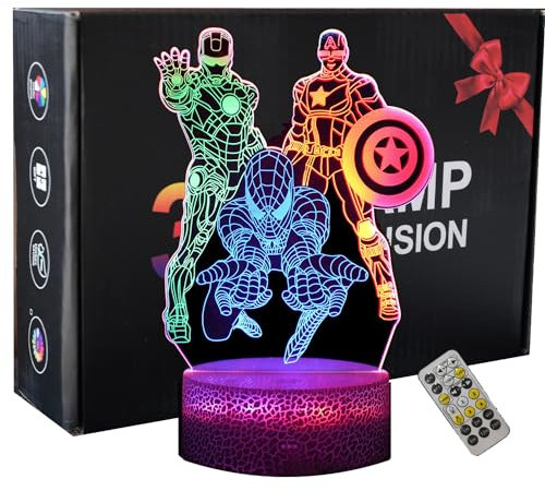 INTUPGD Spiderman 3D Nachtlicht für Kinder, Touch & Fernbedienung LED Illusion Nachtlicht für Home Office Dekoration Geschenke