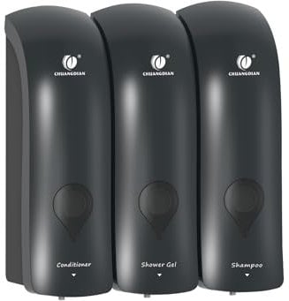 Triple Shower Gel Dispenser Shampoo and Conditioner Dispenser Wall Mounted No Drill Lotion Container 3 in 1 Liquid Pump Soap Dispenser Bathroom for Home Hotel Grey 300ML×3