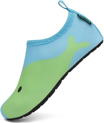 SAGUARO Chaussures Aquatiques Enfant Chaussures d'eau Garçon Fille Chaussures de Plage Respirant Chaussettes Aquatiques pour Piscine Mer Plongée Baignade Natation Style:5 Vert,Gr.34/35 EU