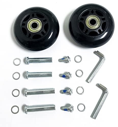 LOTOWELZON 2 Stück Gepäck-Koffer-Ersatzrollen, 84 mm Gummi-Inline-Rollschuhe mit 8 mm ABEC-7 608ZZ Kugellager-Reparatur-Sets (schwarz, OD84 x B 24 mm)