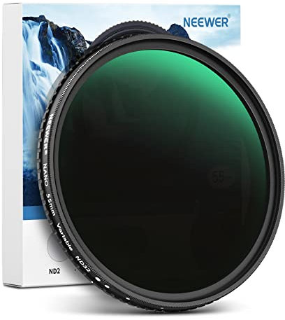 NEEWER Filtro ND variabile 55mm ND2-ND32(1-5 Stops), senza X/Vetro Ottico HD/multistrato/ultra sottile/idrorepellente/resistente ai graffi