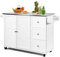 TANGZON Large Kitchen Island on Wheels, Rolling Storage Trolley with Cabinet, 3 Drawers, Adjustable Shelves, Stainless Steel Worktop, Spice & Towel Rack, Dining Room Utility Serving Cart (White)