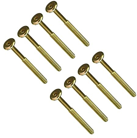 TERF® M6 X 100mm Furniture Joint Connector Bolts M6 (6mm) X 100mm Barrel Bolts Hex Allen Key Socket Flat Head Connector Bolt Screw Zinc Yellow Finish for Crib Baby Bed Cots Furniture - Pack of 8