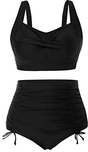 Hanna Nikole Female Plus Size Strand Mode Swimmwear Crossover Bikini Sets Triangel Bikinihose Schwarz 46
