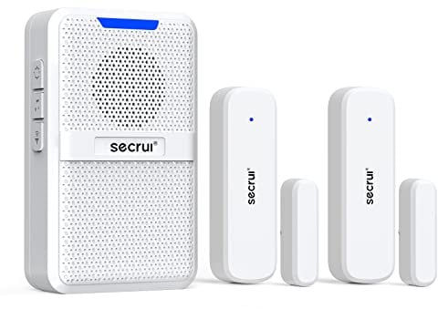 SECRUI Wireless Door Chime, 5 Adjustable Volume 600Ft Range 2 Magnetic Door Open Contact Sensor with 62 Chimes Mute Mode Door Bell Plugin Receiver for Home/Office/Store (White)