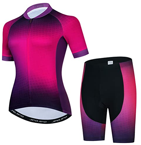 Damen-Fahrradtrikot-Set, Sommer-Kurzarm, Mountainbike-Shirt und Shorts Set für MTB-Anzug, Fahrradbekleidung