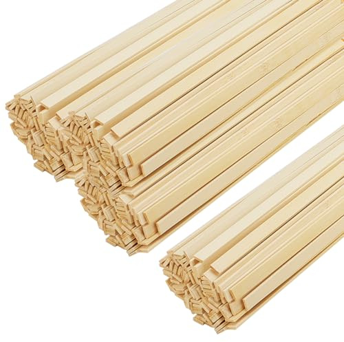 KEILEOHO 400 PCS 40cm Bamboo Sticks, 0.9cm Width Flat Bamboo Wooden Strips for Craft, Wax, Mixing, Sign-Making