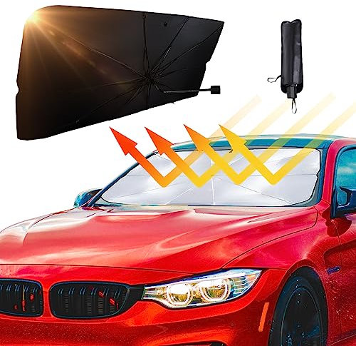 Auto Sonnenschutz Frontscheibe, Windschutzscheibe Sonnenschirm Sonnenschutz Regenschirm, Flexibel Große Größe 140 * 79cm Faltbares Design Einfache Lagerung für die meisten Autos und SUV