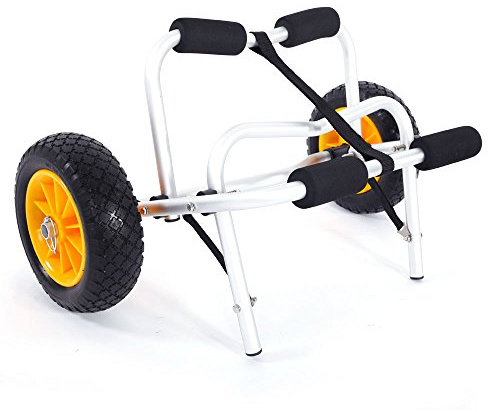 LALAHO Foldable Kayak Cart | 165lbs Universal Kayak Trolley with Solid Tires, Portable Aluminum Boat Canoe Carrier Trailer for Beach, Fishing