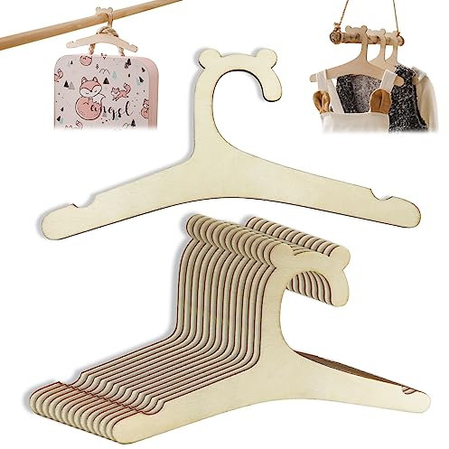 GZkushi 15 STK Kleiderbügel Baby, Bärenform Kleiderbügel Holz für Alle Kinder Arten von Jacken,Hosen,Hemden,Kleidern,Mäntel und Anderen Kinderkleidung