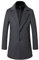 Sliktaa hommes manteau de laine épais trench-coat longueur moyenne manteau encoche col manteau chaud hommes manteaux d'hiver avec coupe-vent amovible col intérieur, Gris, 3XL