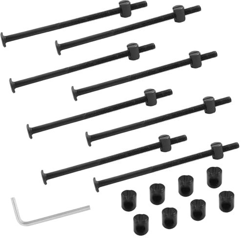 Biaungdo Etagenbettschrauben M6 x 120 mm Innensechskantschrauben Möbelmuttern für Kinderbett Babybett mit Schlüssel (Schwarz, 12 Stück)