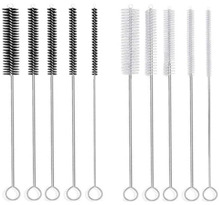 10 pieces of milk bottle straw cleaning brush, long bottle brush, black and white milk bottle brush, nylon straw brush, test tube cleaning brush, straw brush, tea spout cleaning brush