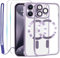 Lafunda Cover Trasparente per iPhone 15 Pro, Custodia Compatibile con MagSafe con Protezione Fotocamera e 2 Pezzi di Vetro Temperato, Magnetica Clear Case con Cordino per iPhone 15 Pro Dunkelila