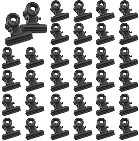 Roosea Klammern Metall Schwarz Kleine Bulldogge Büroklammern 80 Stück Briefklemmer Metall 22mm Scharnier Papier Clips Multi-Function Metallklammern Metal Bulldog Clips für Fotos Office and Kitchen