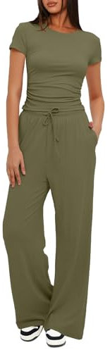 Chanpning Zweiteiler Damen Y2K Skims Dupes Set Kurzarmshirt mit Low Rise Flare Lange Schlaghose Slim Fit 2 Stück Lounge Set Outfit Yoga Trainingsanzug Freizeitanzug Yoga Crop Top mit Hosen