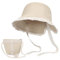 JIAHG Chapeau de Paille Fille 2-5 Ans été Chapeau de Soleil en Dentelle avec Cordon Coupe-Vent pour Voyage Plage Camping Capeline en Paille Respirant Protection Solaire Bob avec Petit Sac