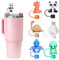 6pcs Animal Cute Silicone Straw Cover Caps for Stanley Cup Straw Topper fit 30&40 Oz Tumbler with Handle 10mm 0.4in Straw Protectors Cup Accessories