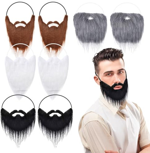 FUIPVGI 8 Stücke Fake Bart Lustiger Bart, Gefälschte Bärte Schnurrbärte, Halloween Lustige Bart, Kostüm Gesichtsbart Zubehör mit Verstellbarem, für Räuber Weihnachtsfeie Party Cosplay (Mehrfarbig)