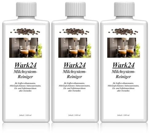 Wark24 Milchsystemreiniger, 3 x 1L, geruchs- & geschmacksneutral, für Kaffeevollautomaten & elektrische Milchaufschäumer, gründliche & materialschonende Reinigung