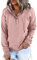 Dokotoo Kapuzenpullover Damen Knopfleiste Hoodie Pullover Herbst Winter Langarm Sweatshirt Oberteile Pulli, rosa, L