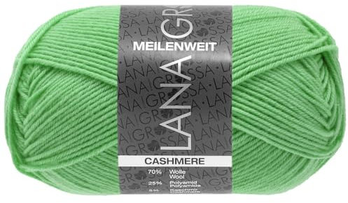 LANA GROSSA Meilenweit 50g Cashmere | Sockenklassiker, waschmaschinenfest | Handstrickgarn aus 70% Schurwolle (superwash), 25% Polyamid & 5% Kaschmir | 50g Wolle zum Stricken & Häkeln | 210m Garn FB64