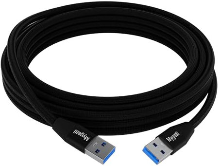 Mygatti Cable USB 3.0 de 5 Gbps 5 metros,conector A macho a A macho,de nailon,de doble cara,para transferencia de datos,discos duros,portátiles,DVD,TV,concentrador USB y más.