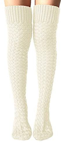 Genérico Calcetines Deportivos Hombre Medias Rejilla Mujer Medias Medias de algodón Damas altas Mujeres Calcetines cálidos Las niñas Muslo cálido SOBRE LA Calcetines Mujer Calcetines (White, One Size)