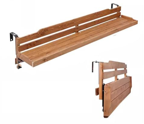 Faltbarer Balkongeländertisch aus Holz mit Spritzschutz, 150 cm Länge, Hängeverlängerung, Wand-Beistelltisch für Balkon, Couchtisch/Arbeitsfläche für den Außenbereich