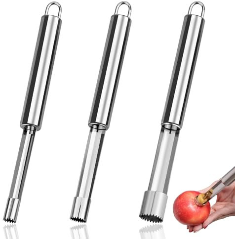 3 Stück Apfelentkerner,Professioneller Apfel Entkerner aus Edelstahl mit Aufhängeöse,Entfernt präzise Kerngehäuse von Äpfeln und Birnen,Apfelkernausstecher,Äpfel entkernen(3Größen,1 cm, 1,4 cm,2 cm)