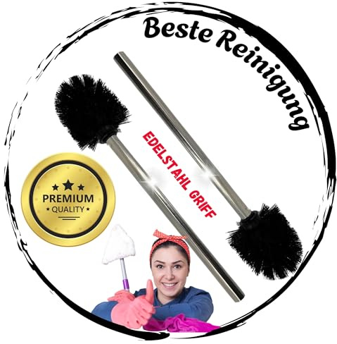 TronicXL 2 Stück Premium Toilettenbürste mit Edelstahl Griff mit auswechselbarem Bürstenkopf lang schwarz Silber WC Bürste Klobürste Toilettenbürste Toilette für Bürstengarnitur