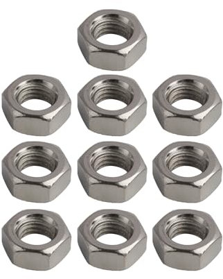 6mmZoll Sechskantmutter,10 Stück Rostfreie Mutter für Kameragewinde,Hochwertige Befestigungselemente für Metall,Holz und mehr (M6)