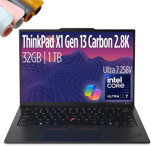 Lenovo ThinkPad X1 Carbon Gen 13-14 2.8K OLED 120hz, Copilot+ PC Ultrabook - Intel Core Ultra 7 258V EVO- 32 GB di memoria 8533MT/s - SSD da 1 TB - retroilluminato, impronte digitali, Wi-Fi 7, Win 11