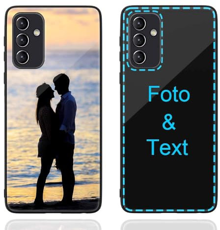 MXCUSTOM Personalisierte Handyhülle für Samsung Galaxy A35 5G, Benutzerdefiniert Kratzfest Gehärtetes Glas Weicher Stoßfänger Hülle mit Eigenem Foto Bild Text Individuelle Schutzhülle(GHS-BK-P1A)