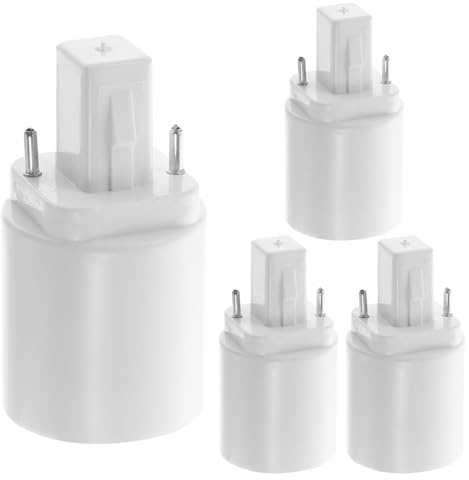 Gatuida G24D zu E27 Lampenhalter Adapter 4 Stück 2-Poliger Glühbirnenadapter Robustes Gehäuse für LED Halogen Kompaktleuchtstofflampen Einfache Installation Langlebig