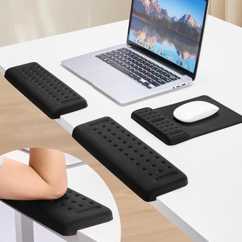 WADEO Keyboard and Mouse Wrist Rest Pad, [Ergonomic L-Shaped Prefectly Fits Desk Edge] [Ultra-Comfort Memory Foam] Anti-Slip Design, Hand Rest Support for Office Typing, Computer Gaming
