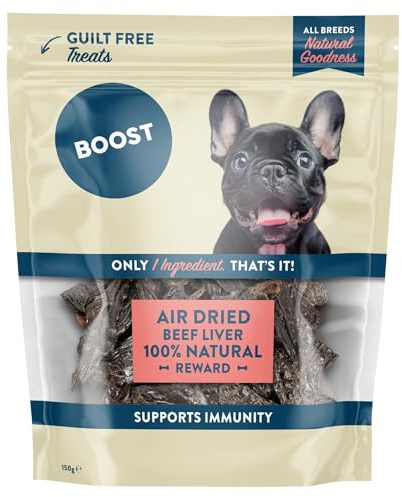 BOOST Air-Dried Grain-Free Treats for Dogs - Beef Liver, 150g | 100% Natural Dog Chews, Nothing Artificial, Single Ingredient, Good Source of Protein