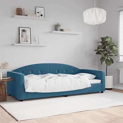 HaoChrymec Tagesbett aus Samt, 2-in-1 Sofa und Bett, Bequem und Robuste Konstruktion, schlafsofa, einzelbett, Für Wohnzimmer & Schlafzimmers, Blau, 90x200 cm