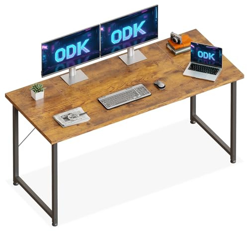 ODK Schreibtisch Groß, 140 × 50 cm, Computertisch, Bürotisch, Braun | Großer Tisch mit geräumiger Arbeitsfläche, PC Tisch für Homeoffice und Arbeitszimmer