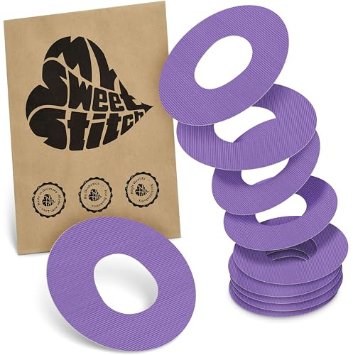 MySweetStitch 10 Ringpatches für Katheter mittel rund Purple | Stabilisiert ablösende Ränder, Mitte bleibt frei, wasserfest und flexibel, bis zu 7 Tage Halt